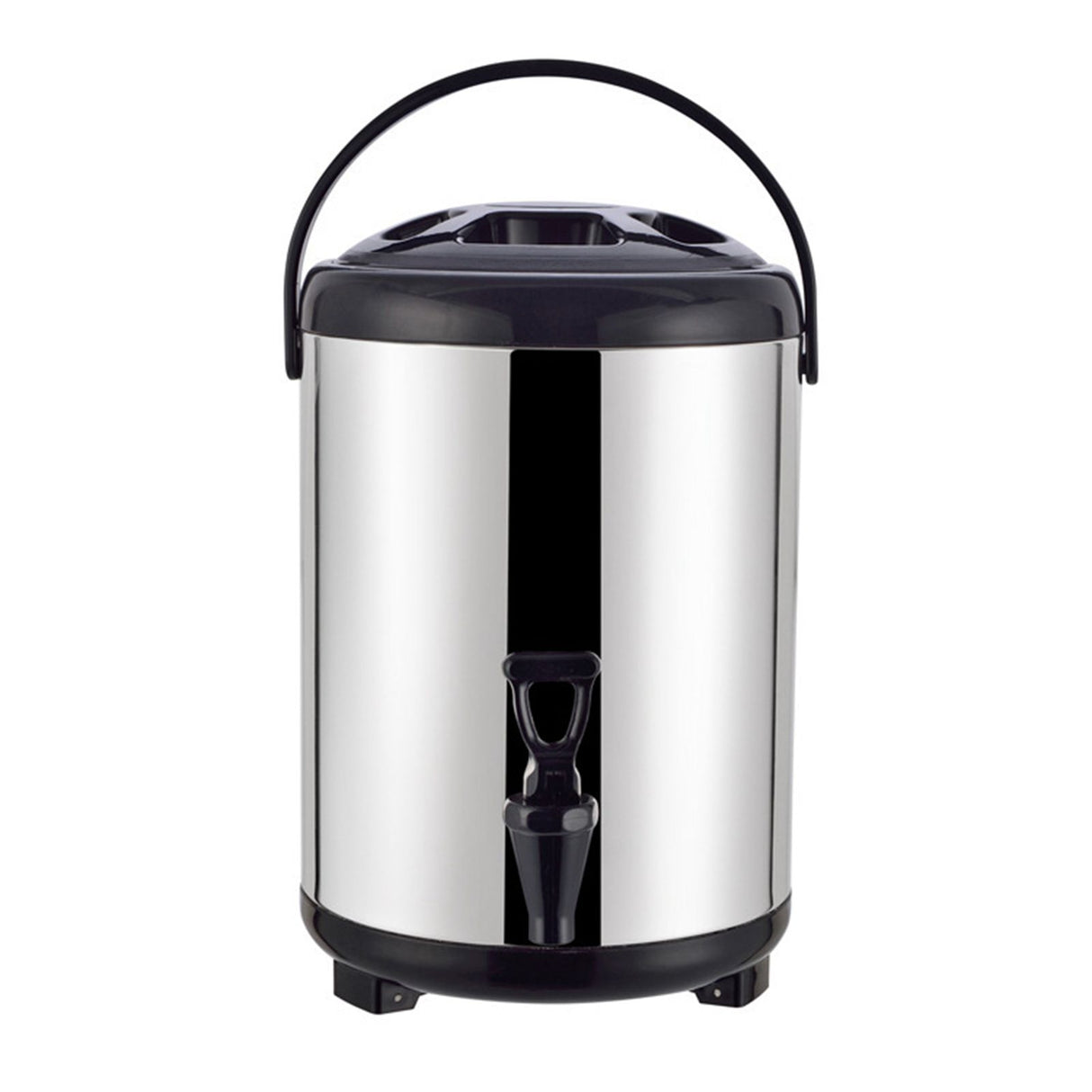Insulated Hot and Cold Beverage Dispenser Bucket Stainless Steel Beverage Dispenser with Spigot for Milk Tea 8L Steel Color (Black Cover)