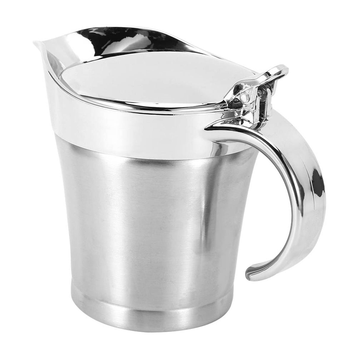 750ML Gravy Boat 304 Stainless Steel Sauce Jug Double Walled Steak Sauce Pot with Lid