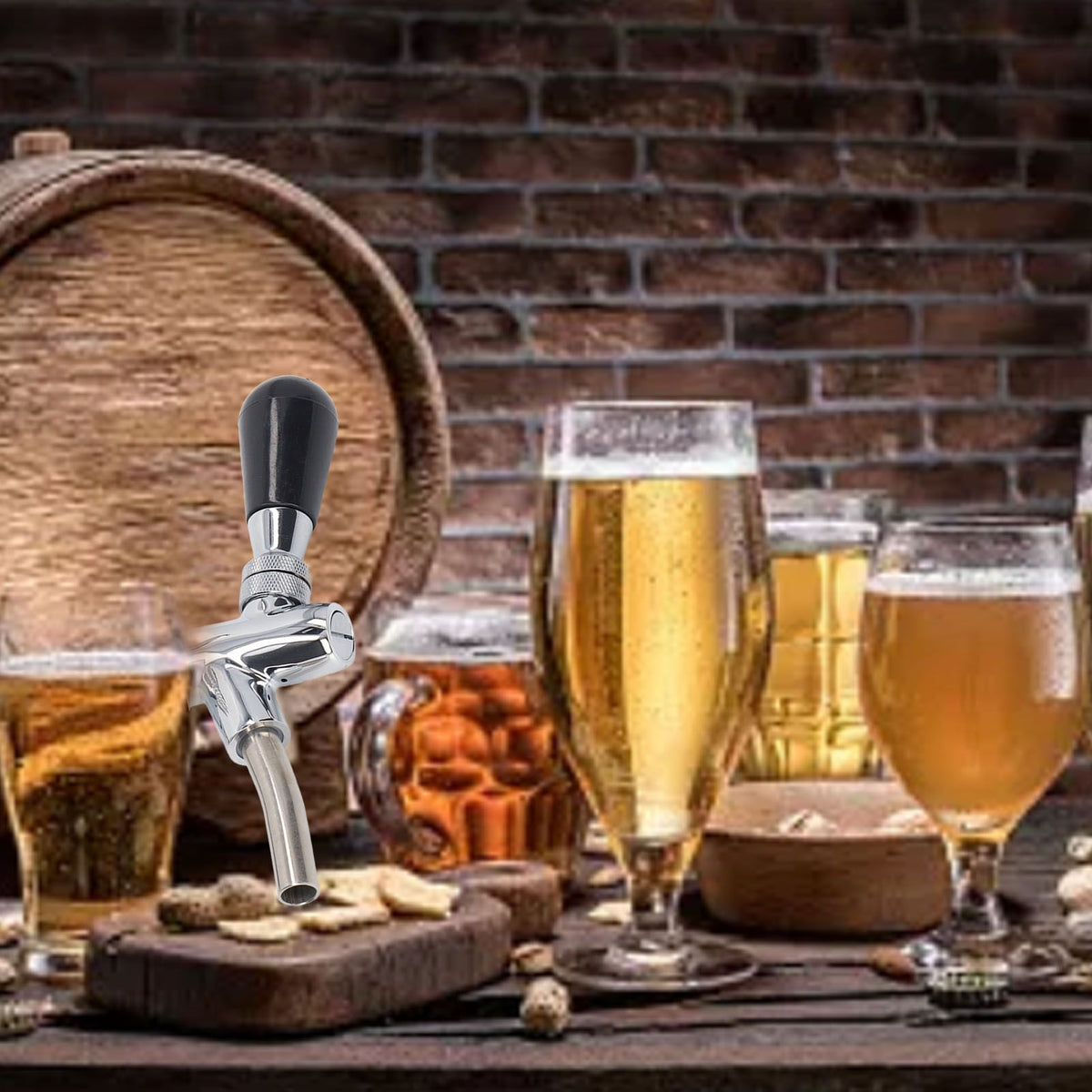 G5/8 Beer Tap 304 Stainless Steel Adjustable Beer Faucet Liquid Dispenser for Bar Restaurant Hotel Home
