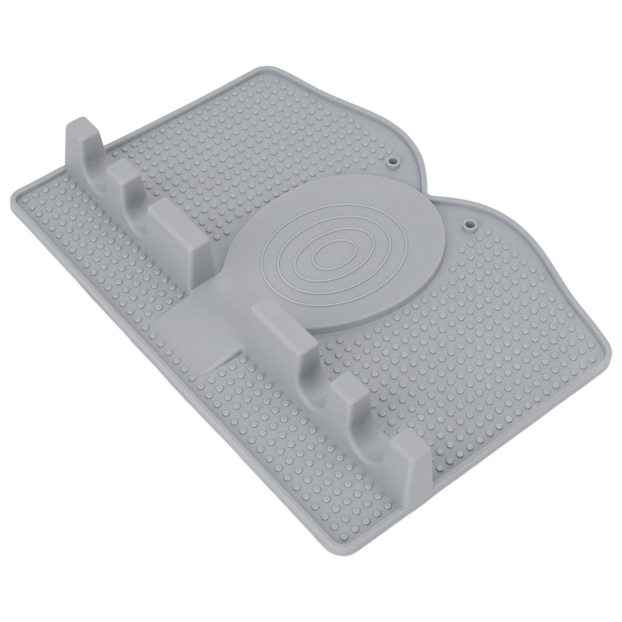 Silicone Utensil Rest Heat Resistant Non Slip Silicone Utensil Holder with Drip Pad for Kitchen Utensil Spoons Tongs Light Gray