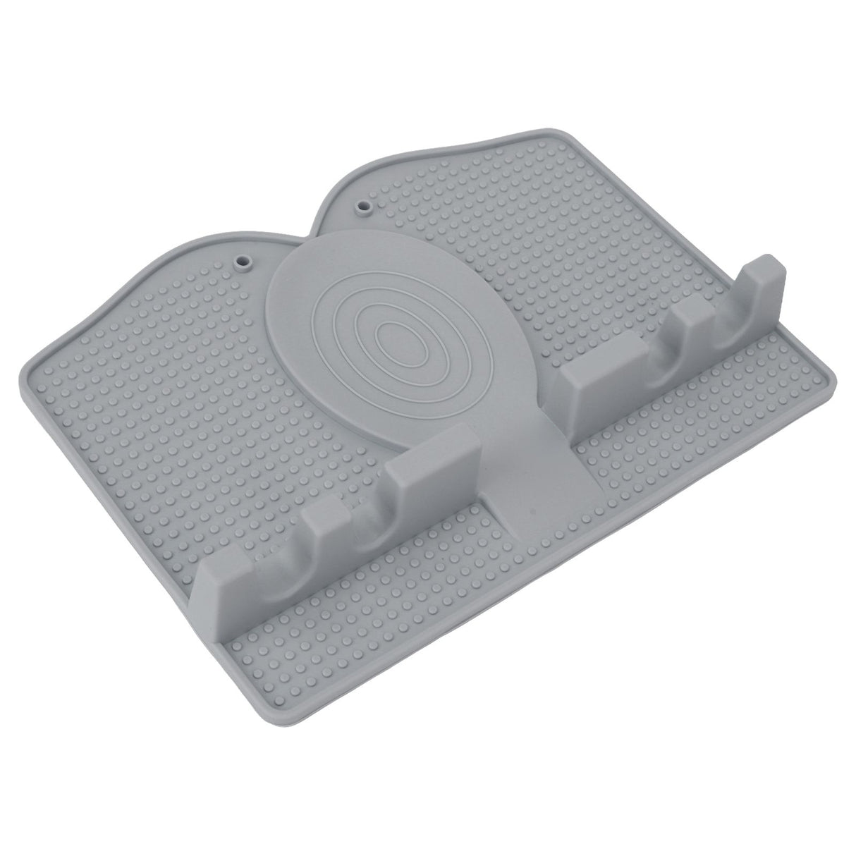 Silicone Utensil Rest Heat Resistant Non Slip Silicone Utensil Holder with Drip Pad for Kitchen Utensil Spoons Tongs Light Gray