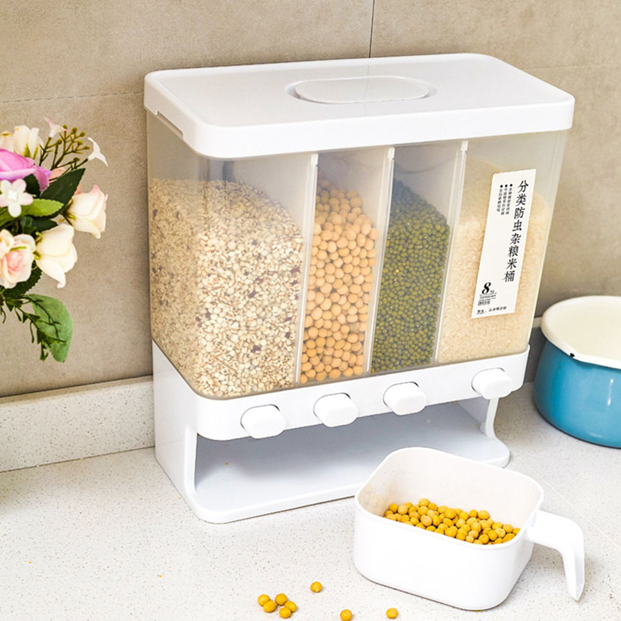 Storage Box Transparent Classification Press Button Removable Cover Storage Tanks for Kitchen