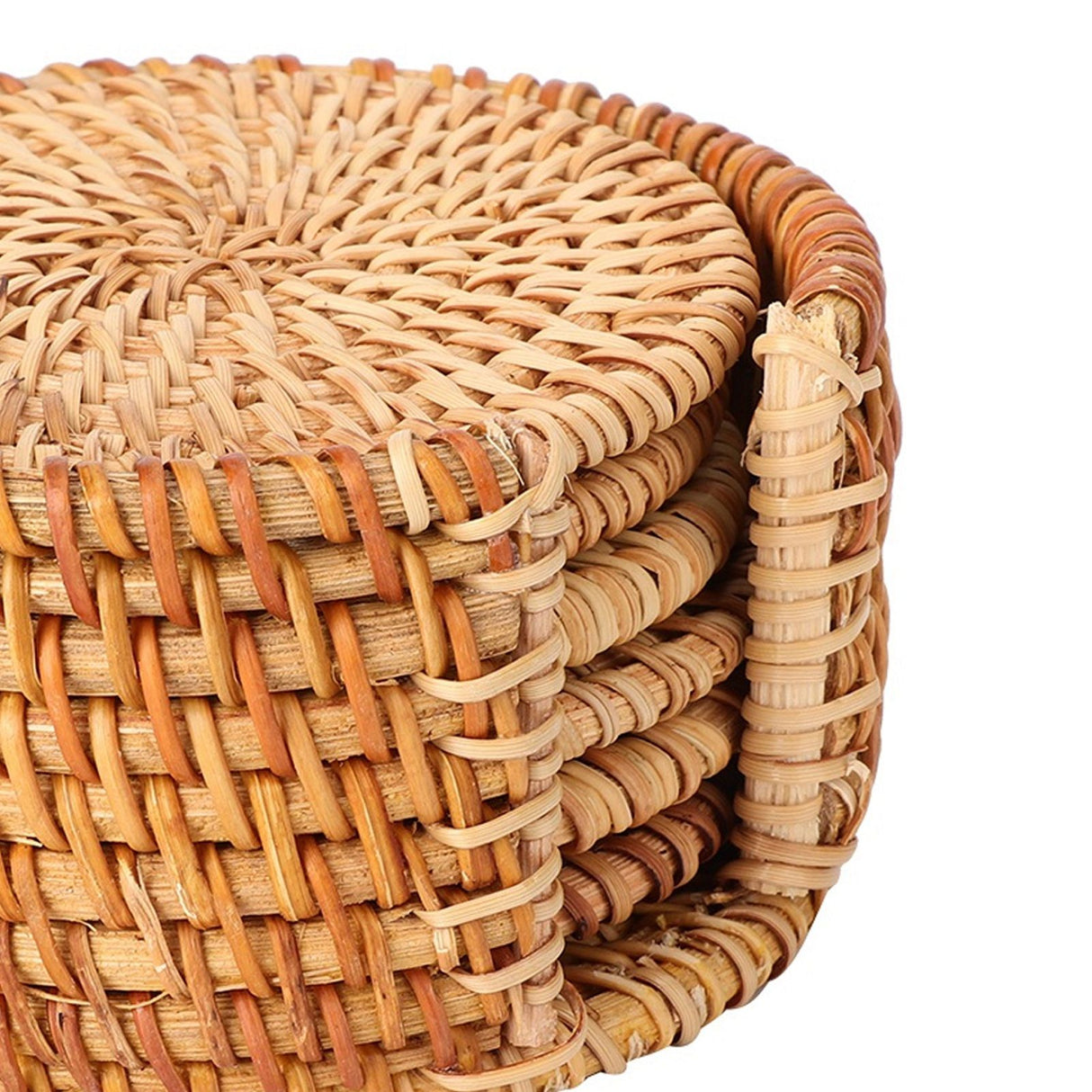 6 PCS Rattan Coasters Hand Made Teacup Coasters Set Insulated Rattan Cup Placemat Teacup Accessories 10cm / 3.9in