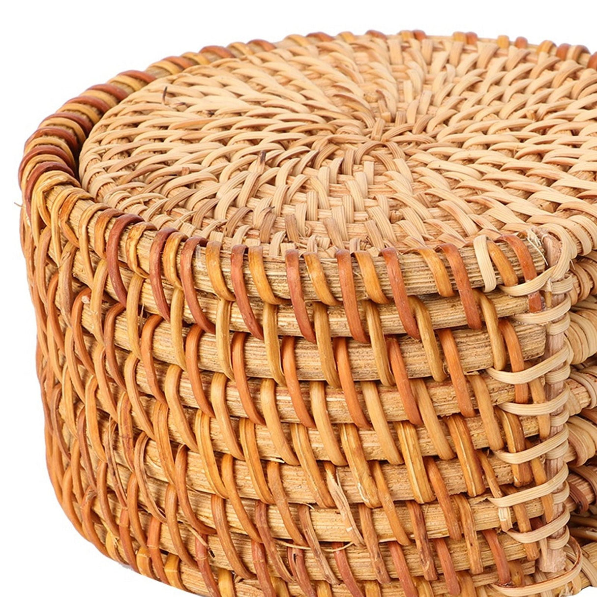 6 PCS Rattan Coasters Hand Made Teacup Coasters Set Insulated Rattan Cup Placemat Teacup Accessories 10cm / 3.9in