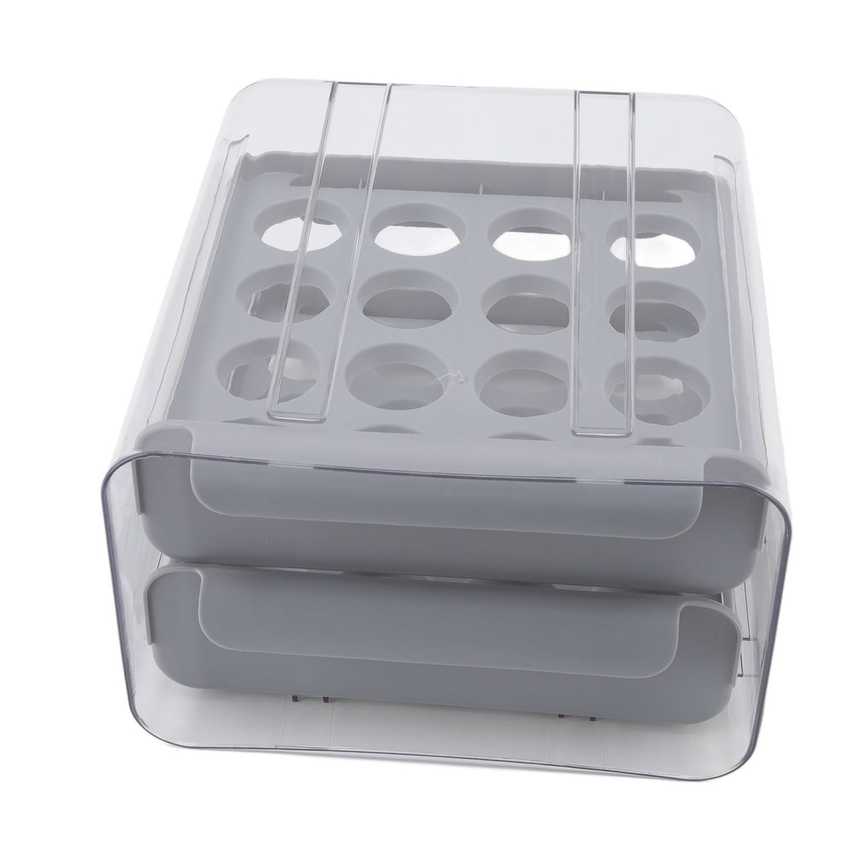 Egg Drawer Double Layer Transparent 32 Lattice Large Capacity Egg Storage Box for Refrigerator Grey