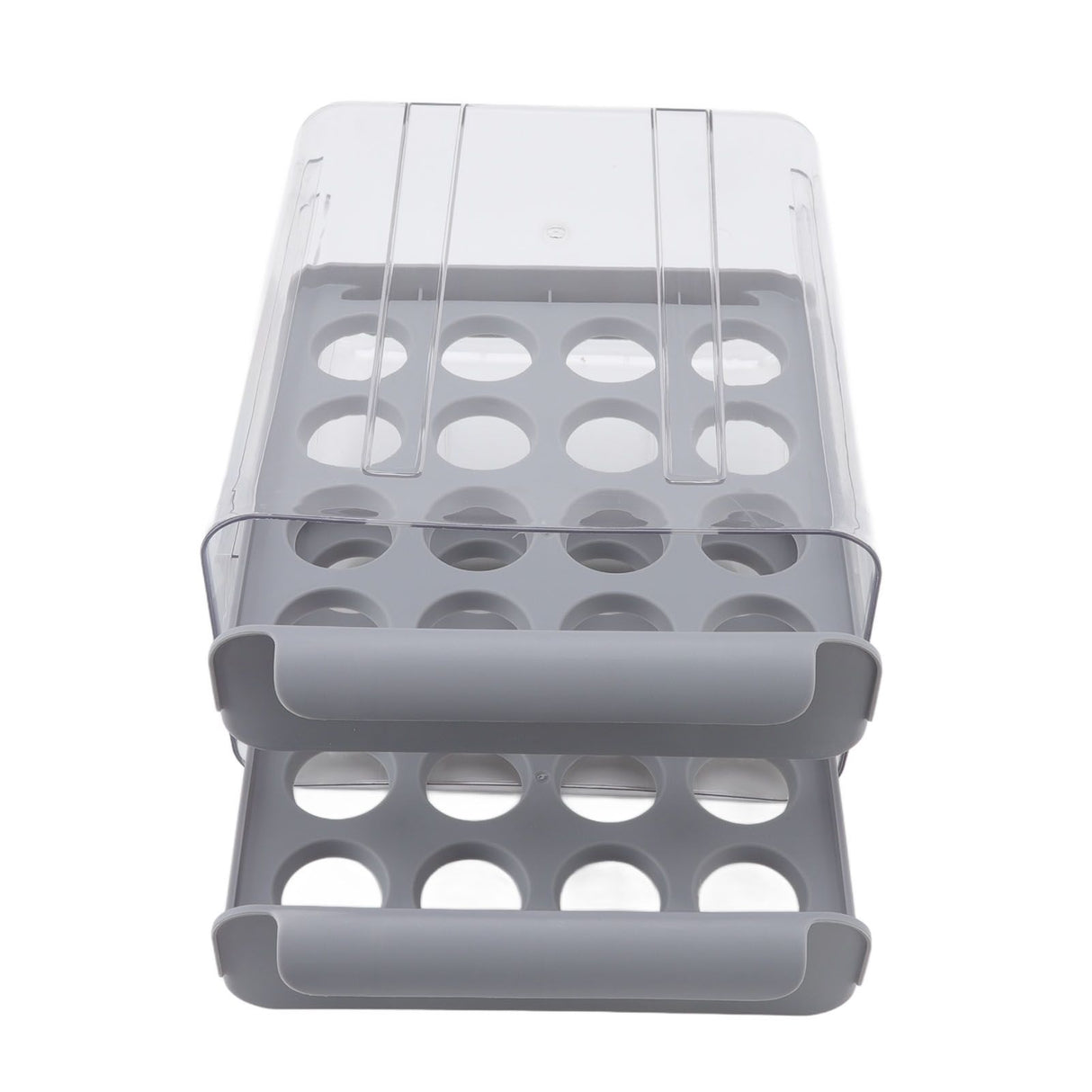 Egg Drawer Double Layer Transparent 32 Lattice Large Capacity Egg Storage Box for Refrigerator Grey