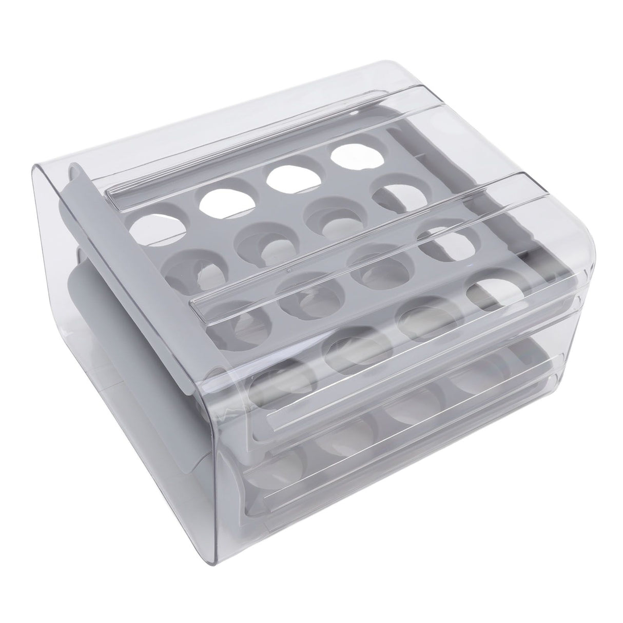 Egg Drawer Double Layer Transparent 32 Lattice Large Capacity Egg Storage Box for Refrigerator Grey