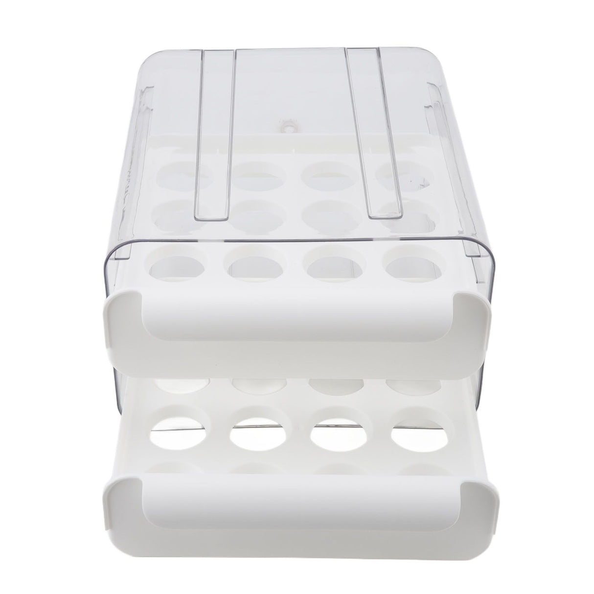 Egg Drawer Double Layer Transparent 32 Lattice Large Capacity Egg Storage Box for Refrigerator White