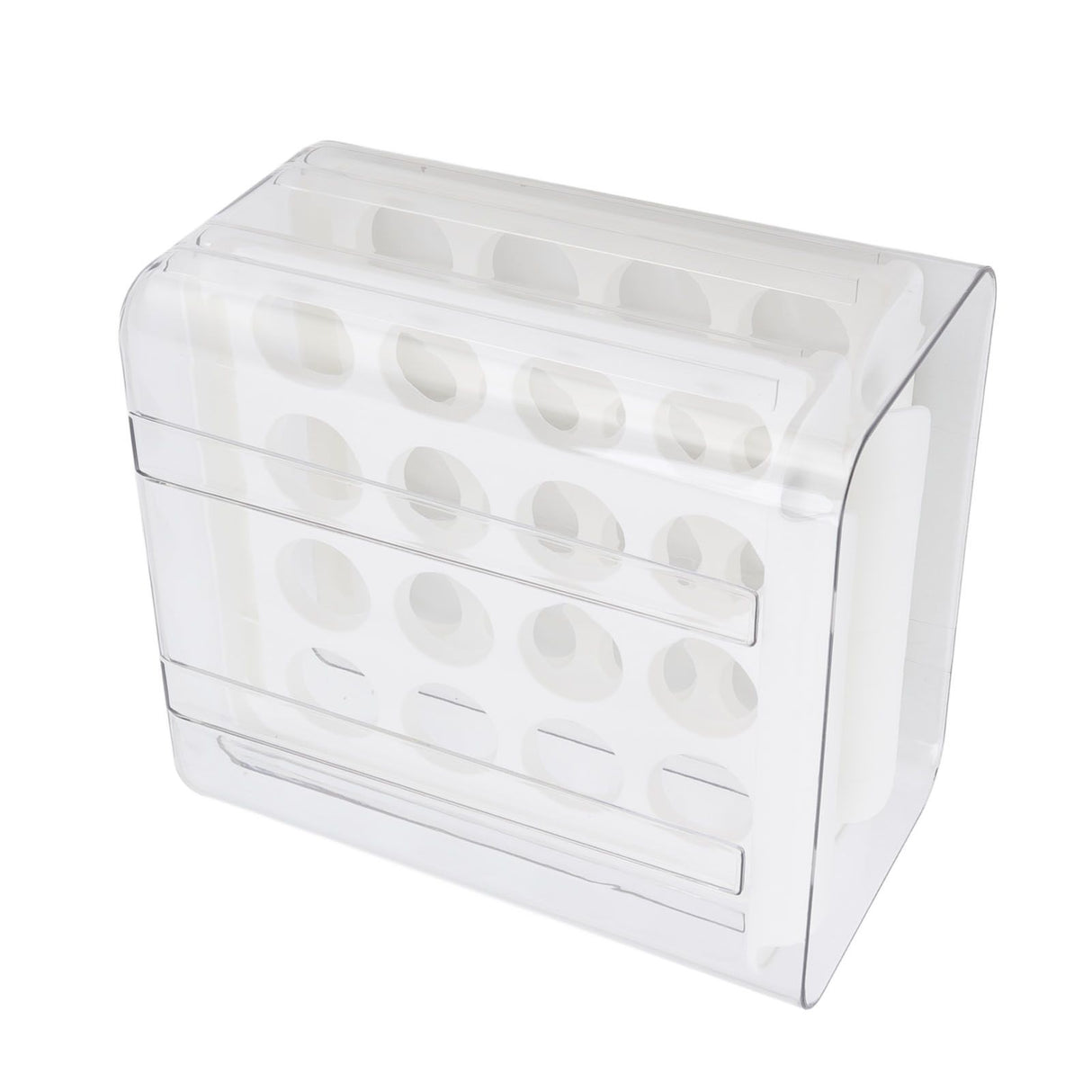Egg Drawer Double Layer Transparent 32 Lattice Large Capacity Egg Storage Box for Refrigerator White
