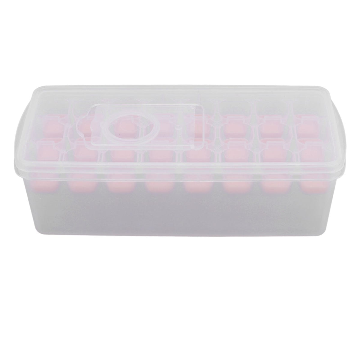 Ice Cube Tray Safe Healthy Easy Release Stackable 24 Cubes Multipurpose Ice Maker Mold with Lid for Popsicles Puddings Pink
