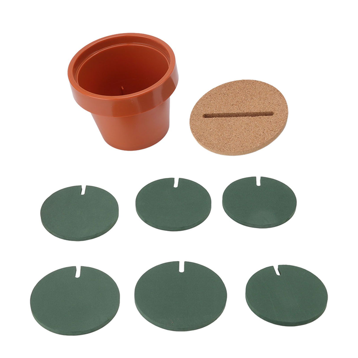 7 Pcs Cactus Coaster Set Cute Funny Green Cactus Coaster Non Slip Heat Insulation Tea Coaster with Flowerpot Holder