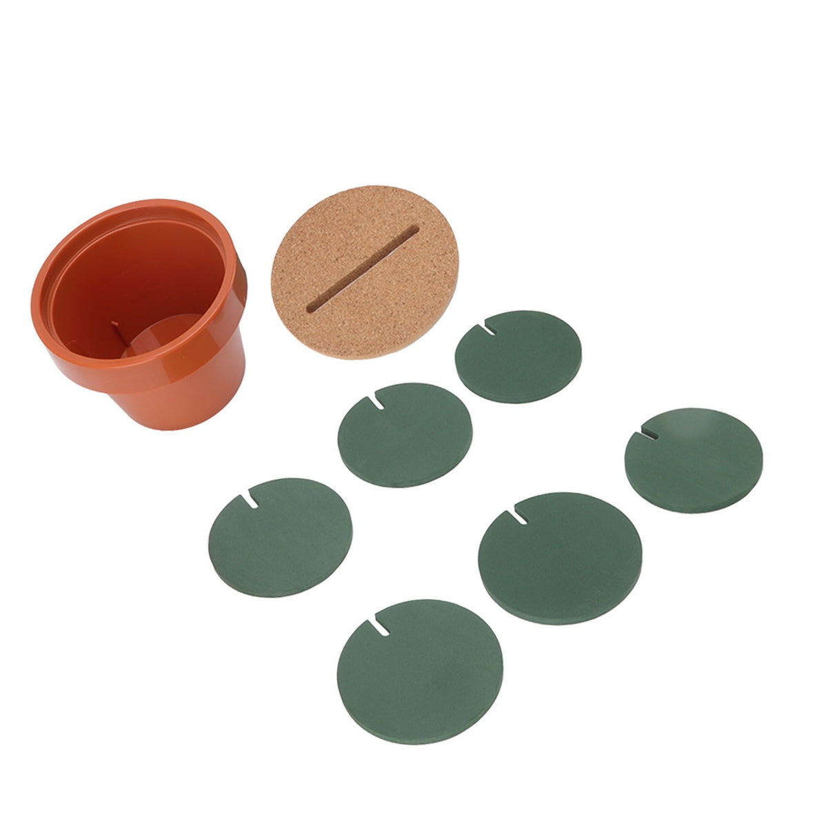 7 Pcs Cactus Coaster Set Cute Funny Green Cactus Coaster Non Slip Heat Insulation Tea Coaster with Flowerpot Holder