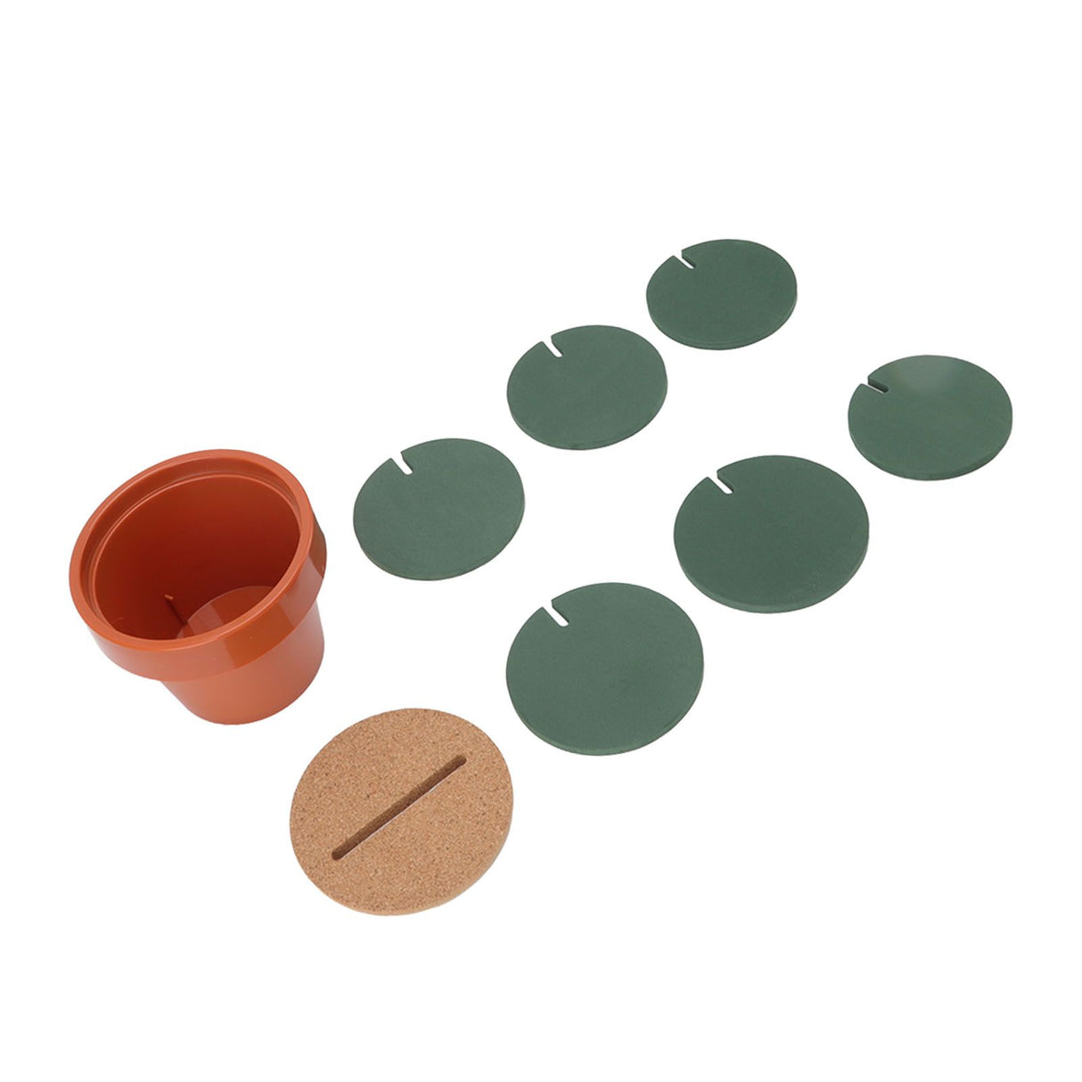 7 Pcs Cactus Coaster Set Cute Funny Green Cactus Coaster Non Slip Heat Insulation Tea Coaster with Flowerpot Holder