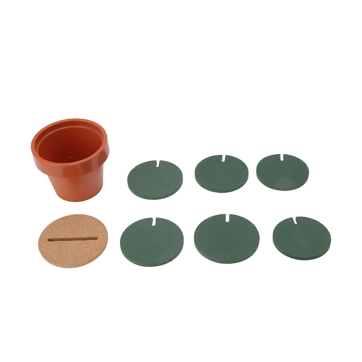 7 Pcs Cactus Coaster Set Cute Funny Green Cactus Coaster Non Slip Heat Insulation Tea Coaster with Flowerpot Holder