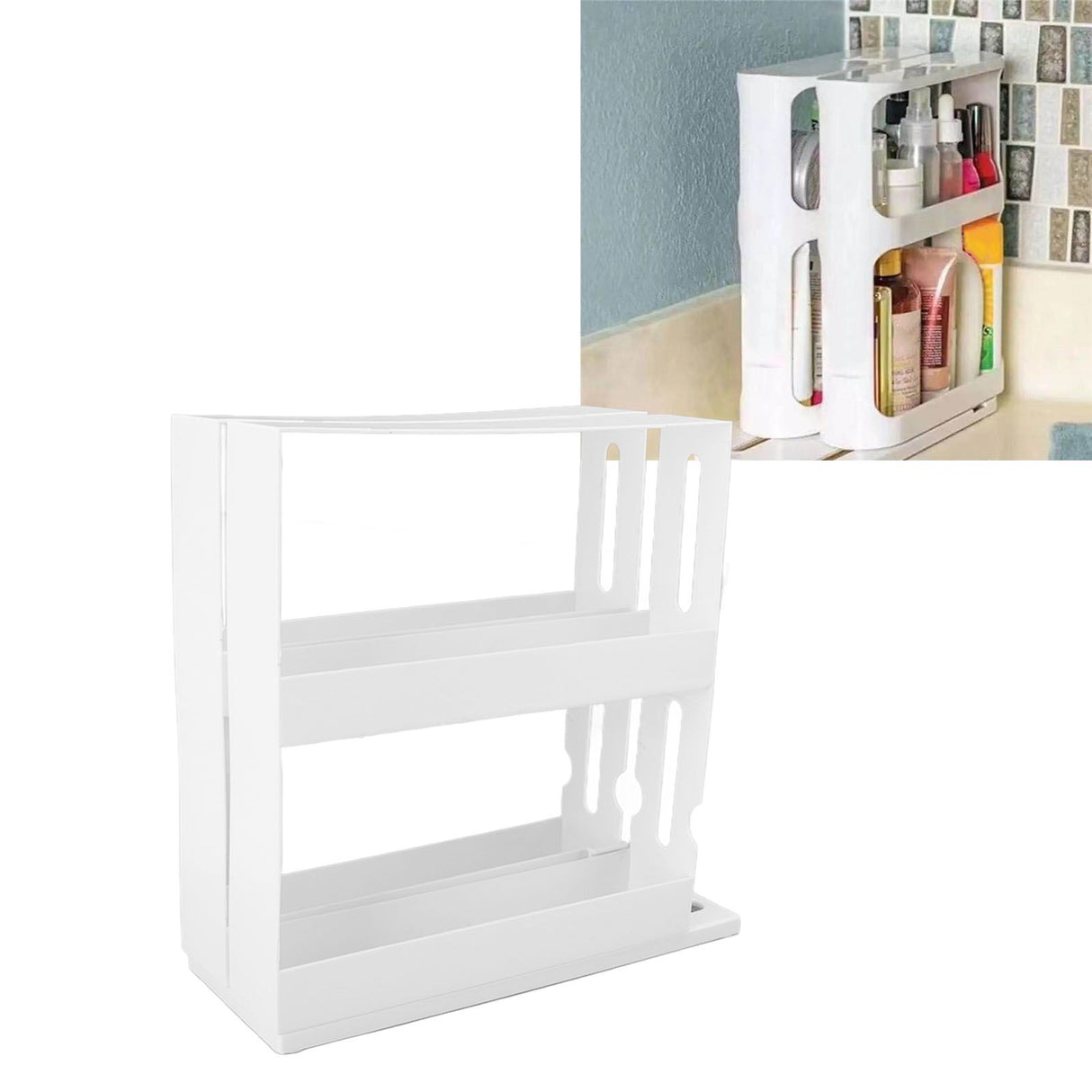 Sliding Spice Rack Slidable Design 2 Tiers Large Capacity Nonslip Bottom Widely Used Rotating Spice Rack