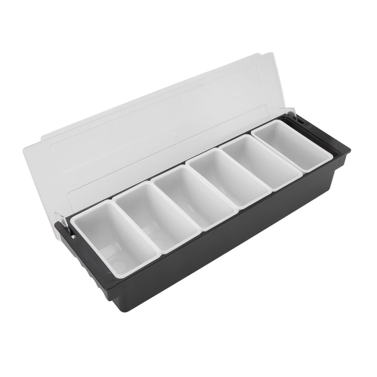 Condiment Caddy Durable Plastic Transparent Lid Detachable Design Multifunction Bar Fruit Caddy for Vege Fruit Seasoning 6 Compartments
