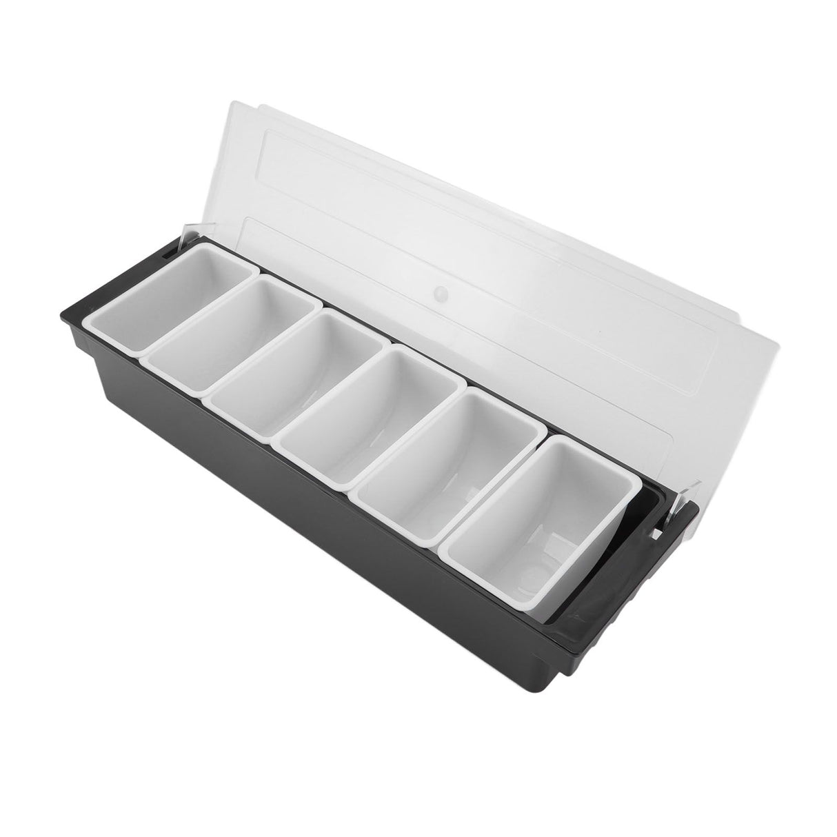 Condiment Caddy Durable Plastic Transparent Lid Detachable Design Multifunction Bar Fruit Caddy for Vege Fruit Seasoning 6 Compartments