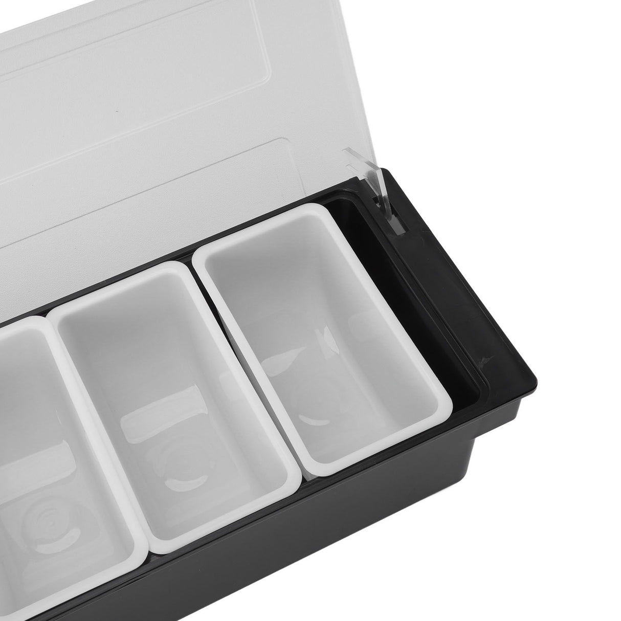 Condiment Caddy Durable Plastic Transparent Lid Detachable Design Multifunction Bar Fruit Caddy for Vege Fruit Seasoning 6 Compartments