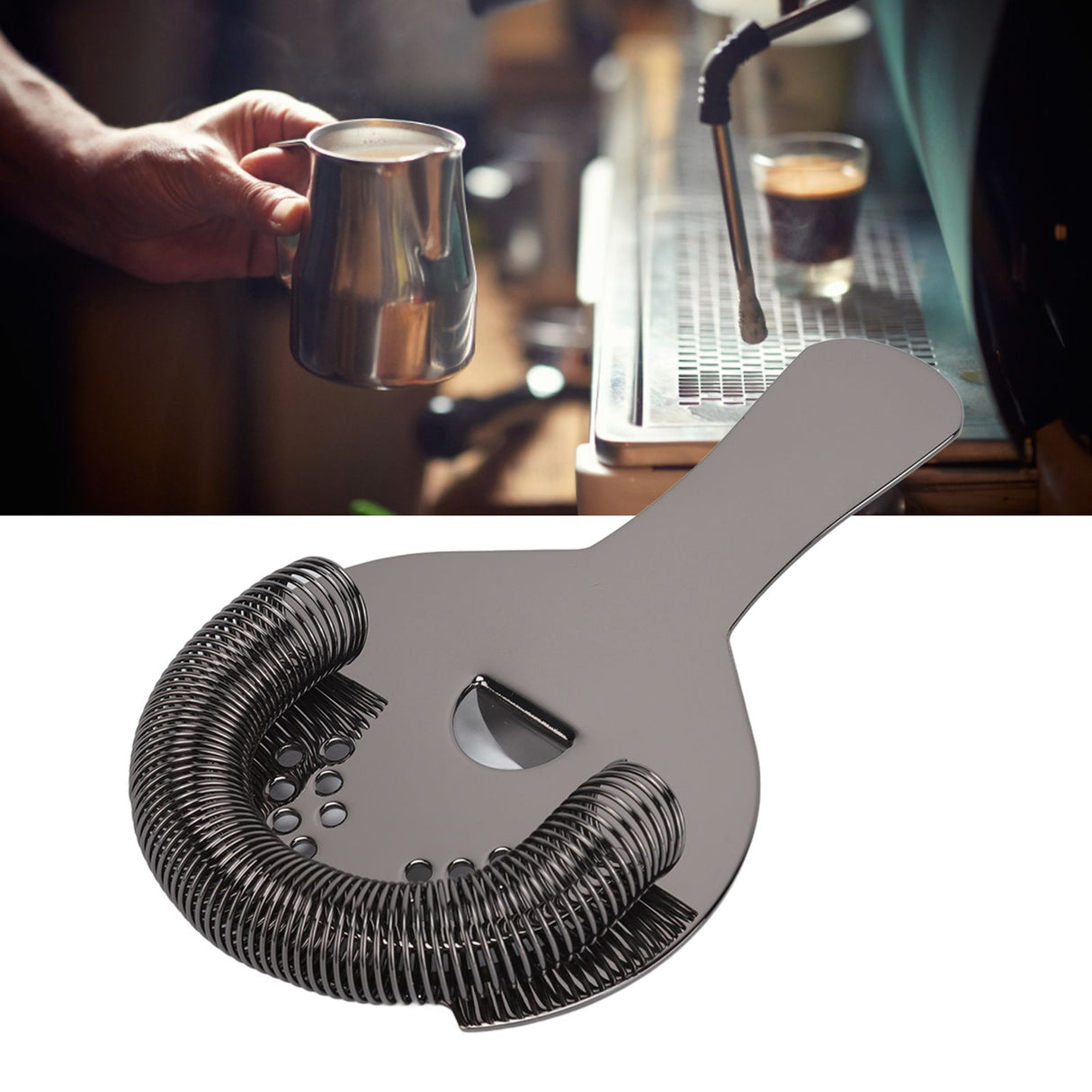 Cocktail Strainer Fine Filter Rust Proof Stainless Steel Portable Professional Bar Strainer for Home Party Bars Black
