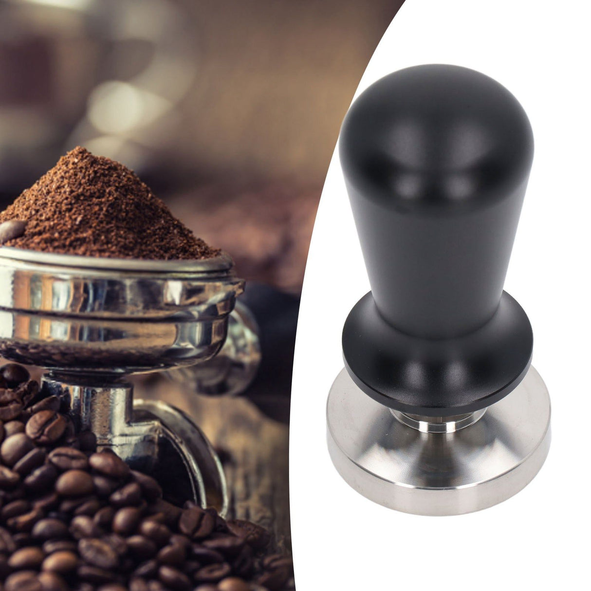 Coffee Powder Hammer Constant Elasticity Stainless Steel Coffee Tamper for Home Black 51mm/2.0in