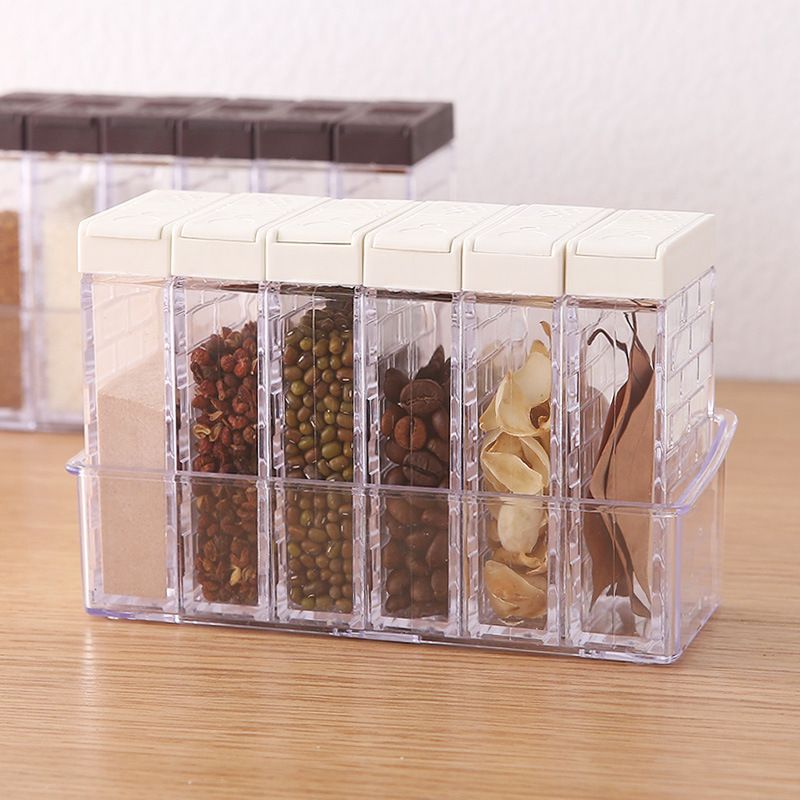 Condiment Storage Tank Transparent Two Way Opening Lid Spice Dispenser for Kitchen White