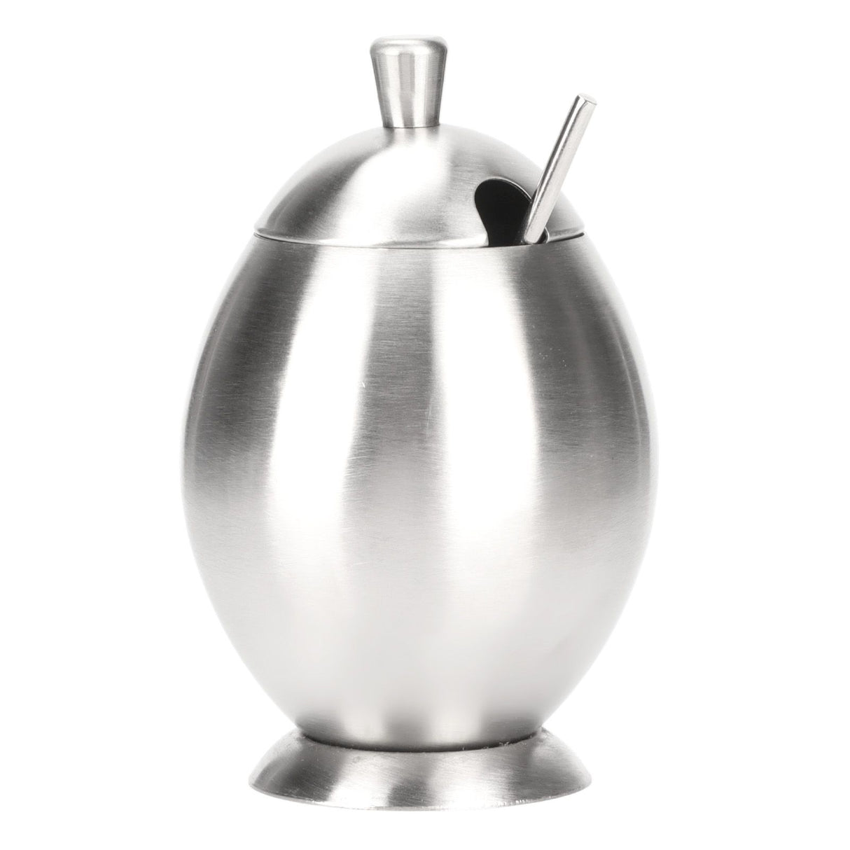 Egg Shaped Condiment Container Stainless Steel with Spoon Oval Condiment Jar For Spice Sugar Kitchen Resturant