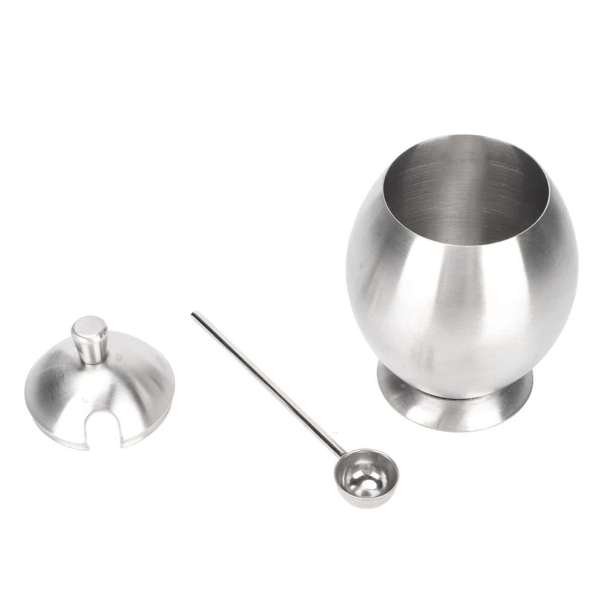 Egg Shaped Condiment Container Stainless Steel with Spoon Oval Condiment Jar For Spice Sugar Kitchen Resturant
