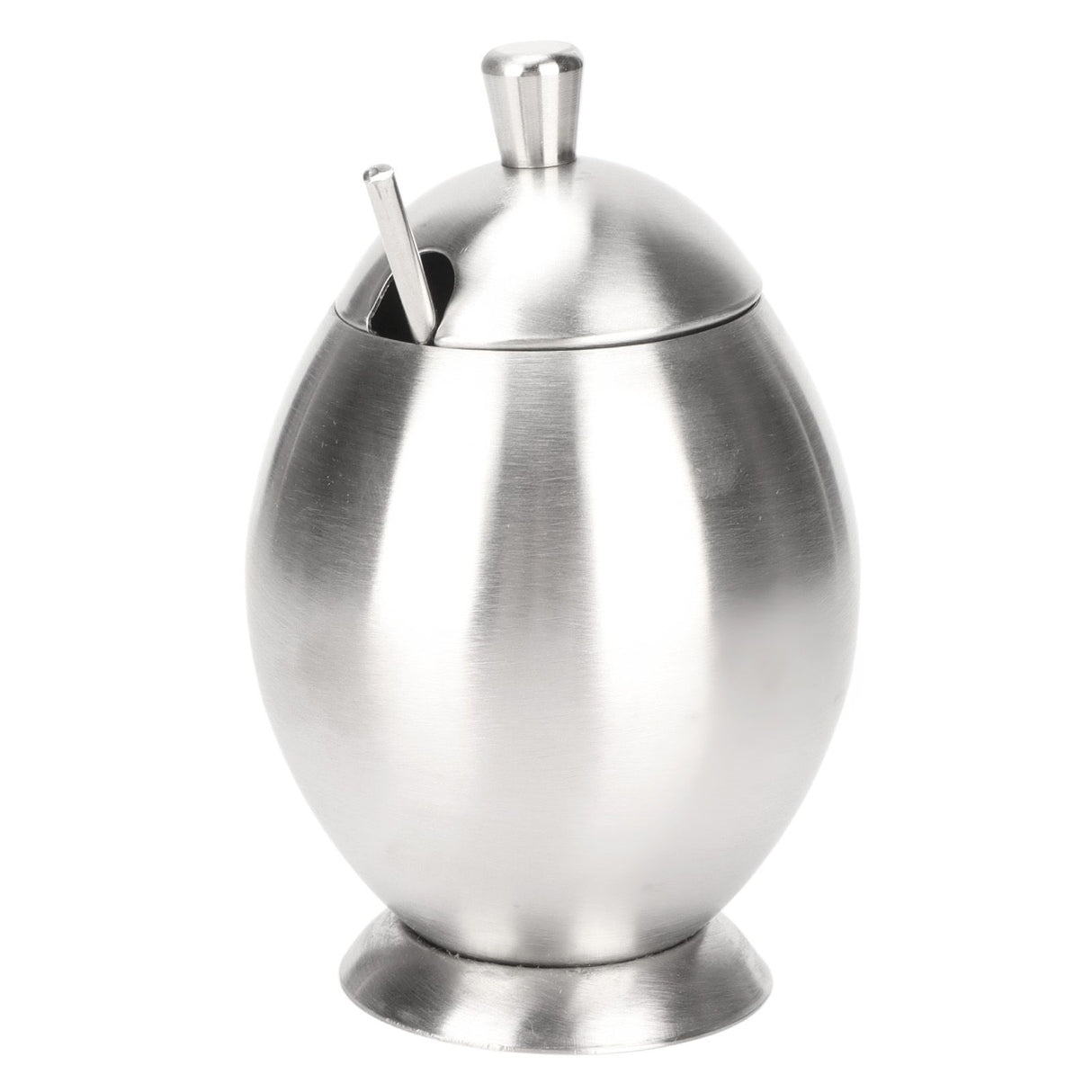 Egg Shaped Condiment Container Stainless Steel with Spoon Oval Condiment Jar For Spice Sugar Kitchen Resturant