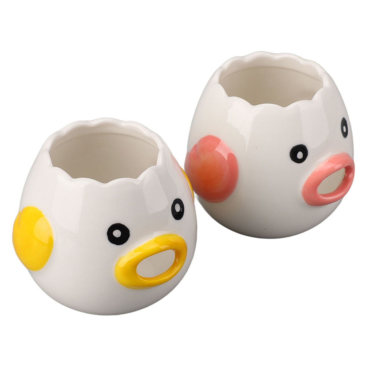 2pcs Egg Separator Ceramic Chicken Shaped Egg Yolk White Filter Kitchen Cooking Accessories Pink and Yellow