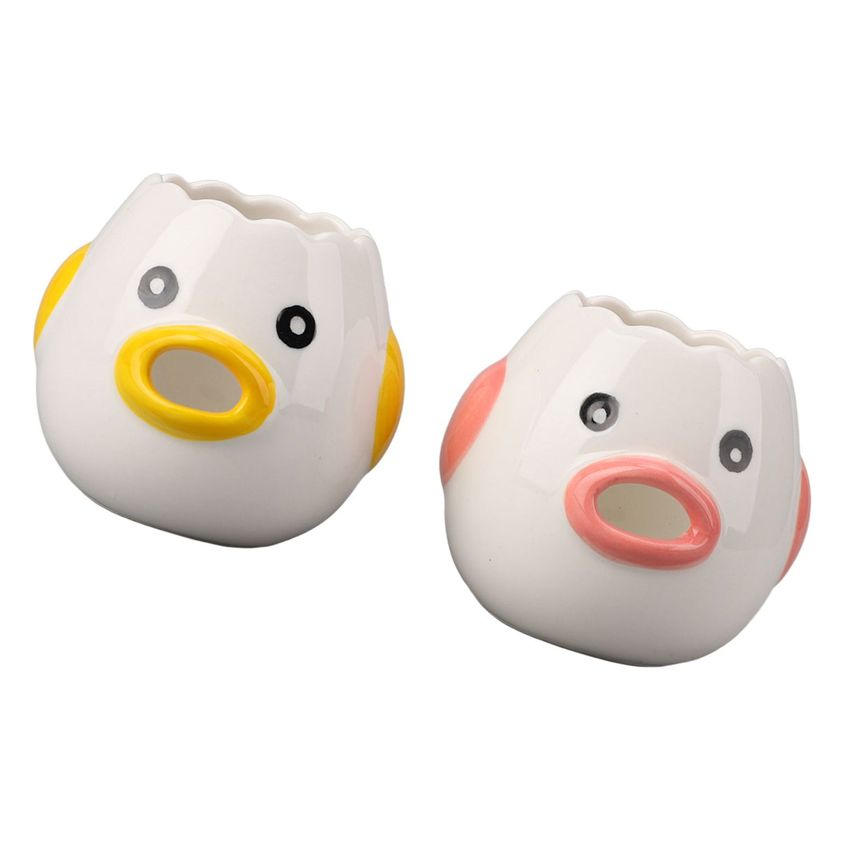 2pcs Egg Separator Ceramic Chicken Shaped Egg Yolk White Filter Kitchen Cooking Accessories Pink and Yellow