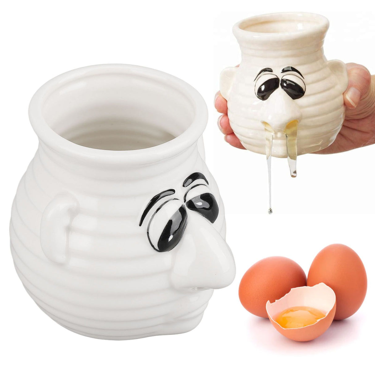 Egg Separator Funny Snot Nose Easy Operation Durable Ceramic Time Saving Egg White Separator for Egg Kitchen