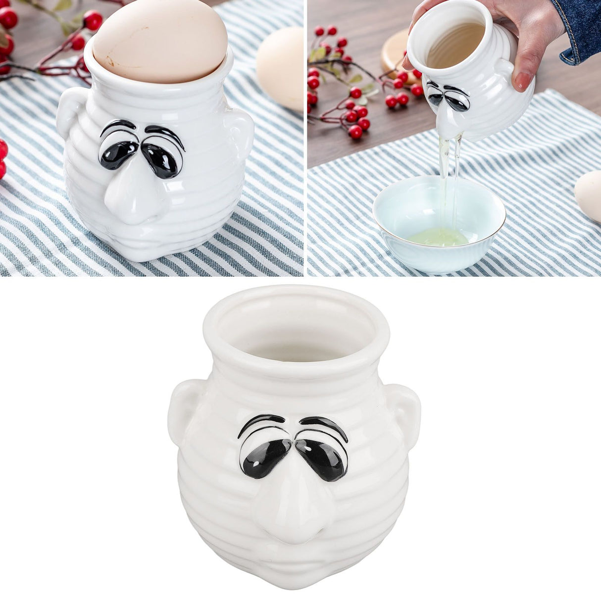 Egg Separator Funny Snot Nose Easy Operation Durable Ceramic Time Saving Egg White Separator for Egg Kitchen