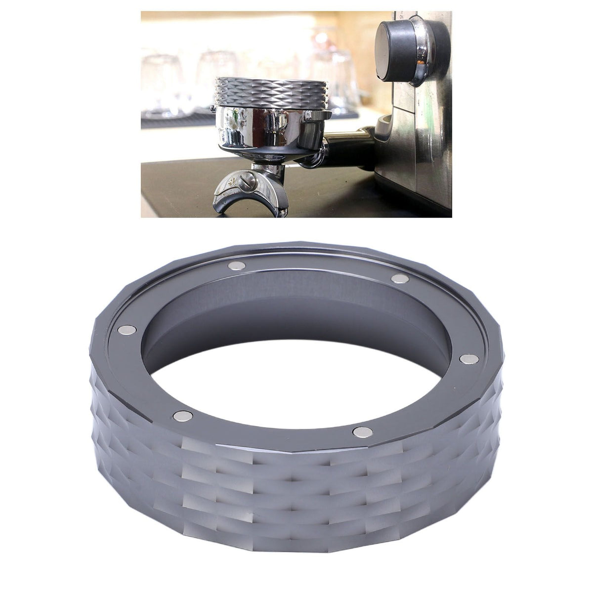 Dosing Funnel Aluminum Alloy Coffee Machine Portafilter Magnetic Coffee Dosing Ring for Home Office