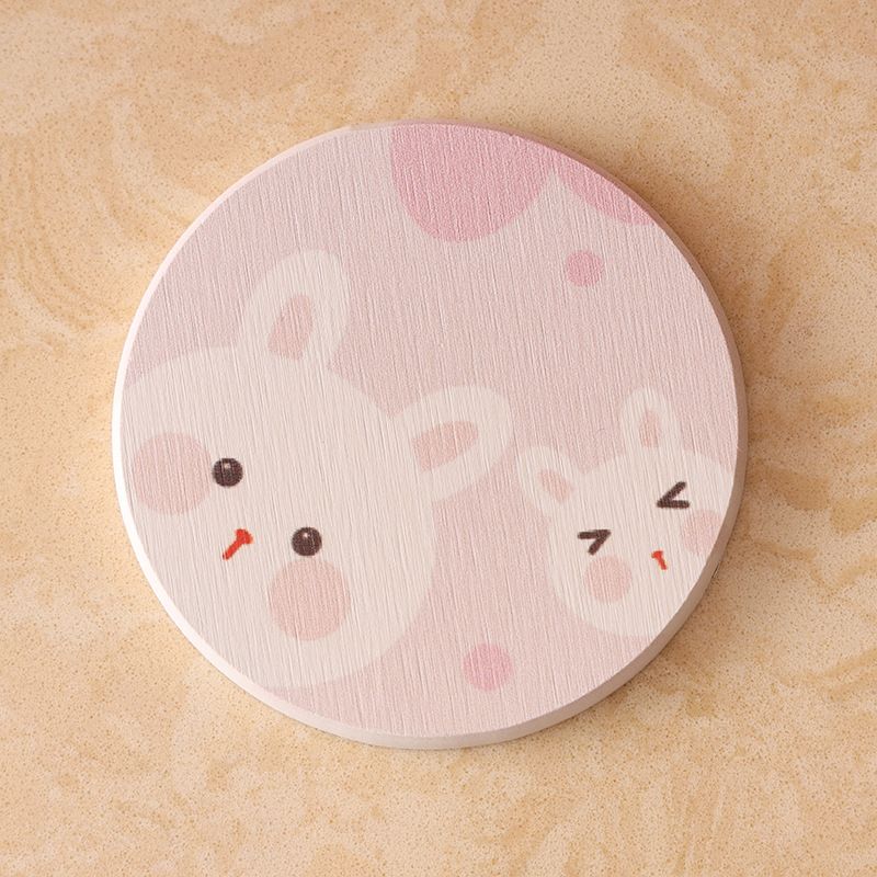 Diatomite Cup Pad 10x10cm Tea Cup Coasters Water Absorbent Pad Diatom Earth Mat for Dining Table Soap Pink Cat