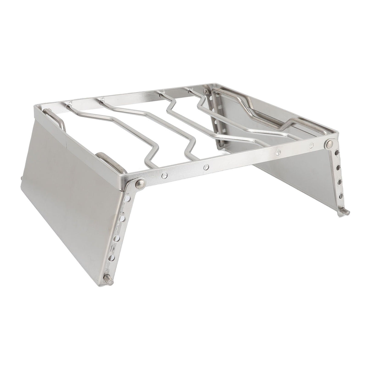 Stove Stand Rack Stainless Steel Silver Foldable Multifunctional Portable Picnic Pot Bracket for Camping Traveling