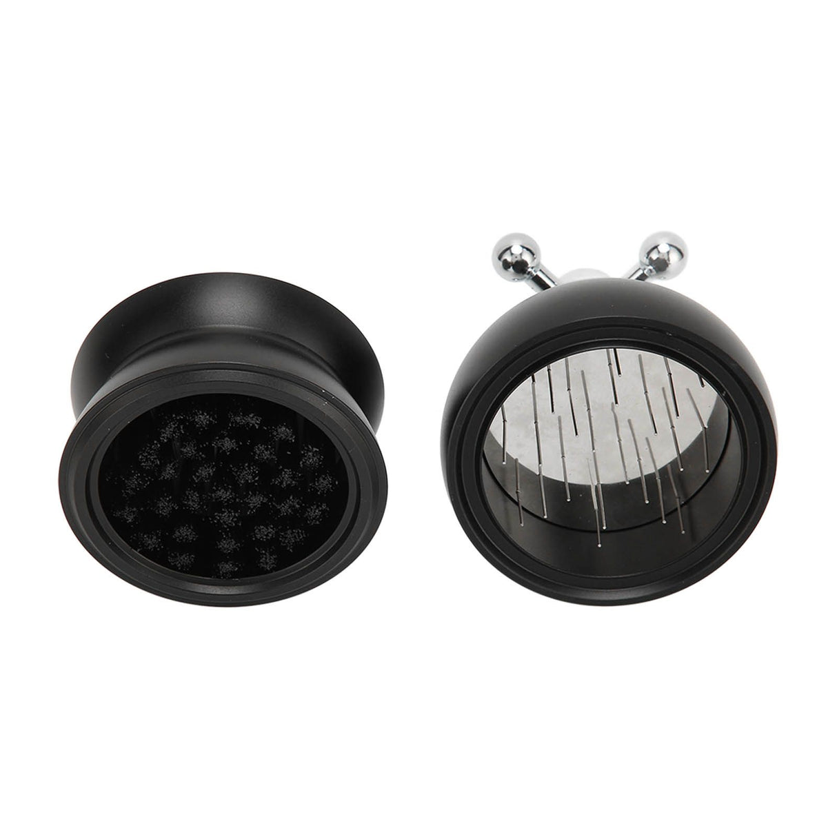 Adjustable Coffee Distributor Food Grade Metal Rotating Handle Fixed Cover 22 Needles Coffee Powder Distributor Black 53mm