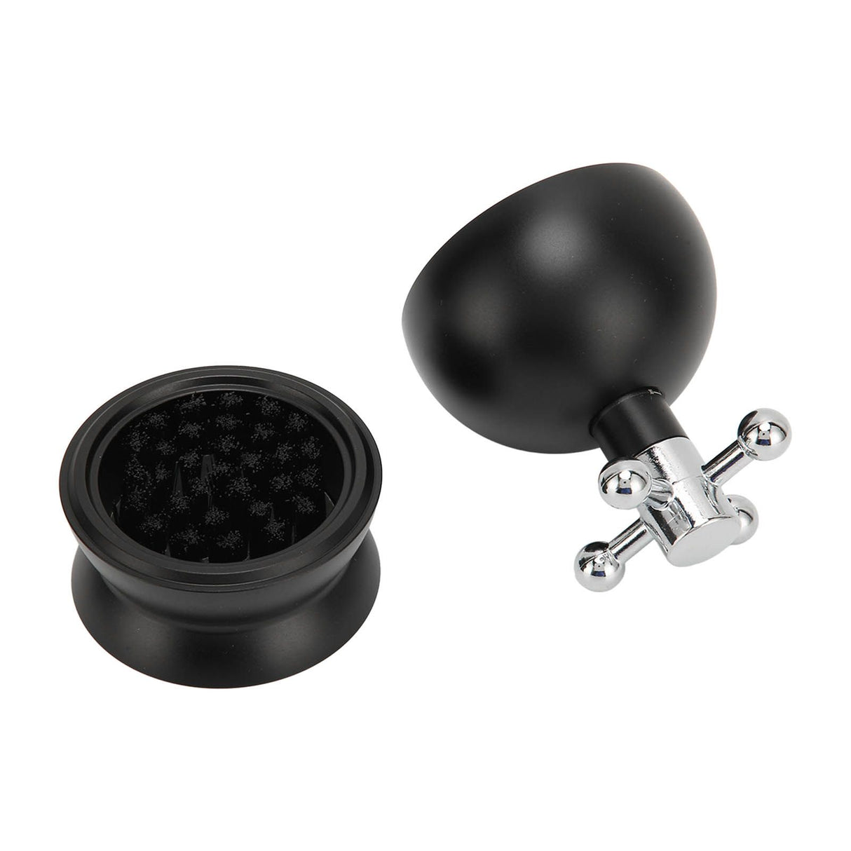 Adjustable Coffee Distributor Food Grade Metal Rotating Handle Fixed Cover 22 Needles Coffee Powder Distributor Black 53mm