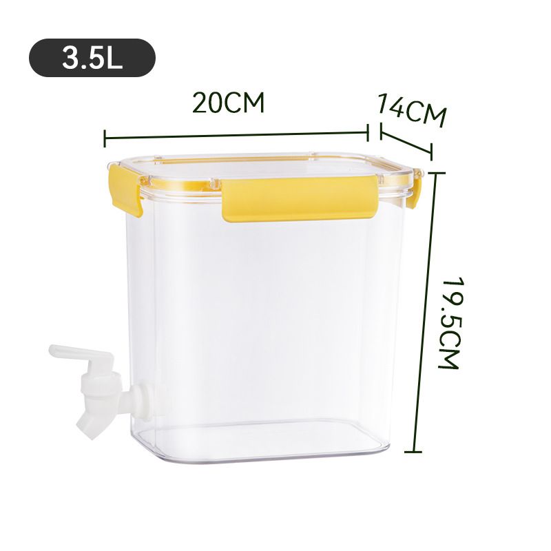 Cold Water Kettle Large Capacity Thicken Faucet Sealed Drink Storage Pot for Kitchen Yellow‑3.5L
