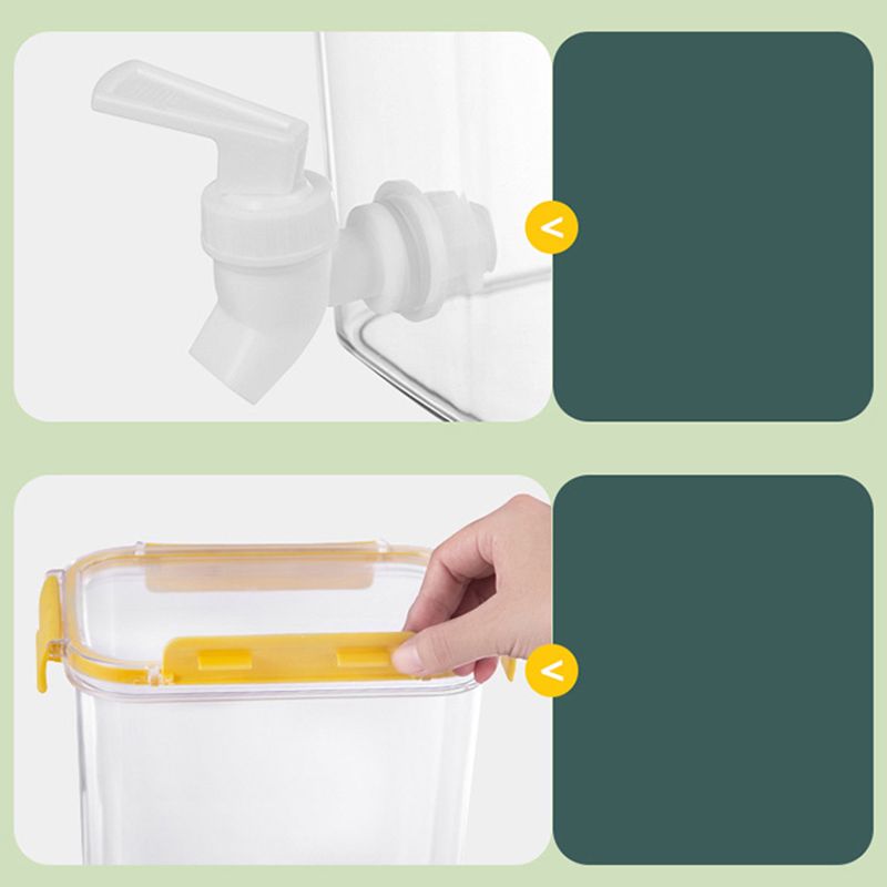 Cold Water Kettle Large Capacity Thicken Faucet Sealed Drink Storage Pot for Kitchen Yellow‑3.5L