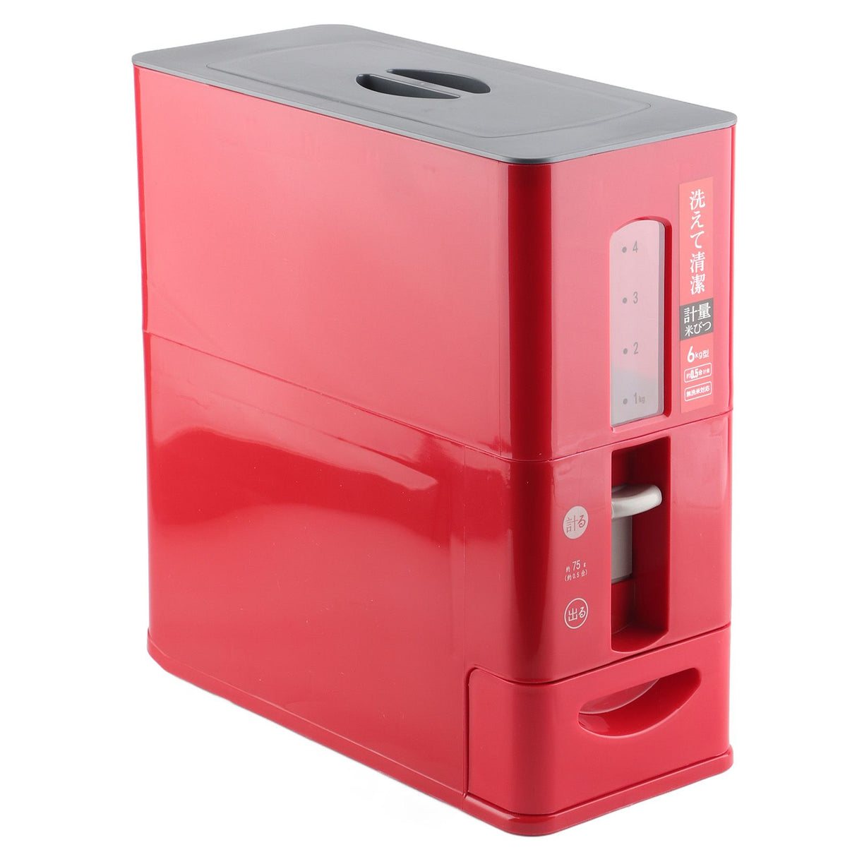 Rice Dispenser Transparent Clear Scale Funnel Type Dust Proof Household Rice Bucket for Soybean Oatmeal S Red 13.4 X 5.9 X 13.8in
