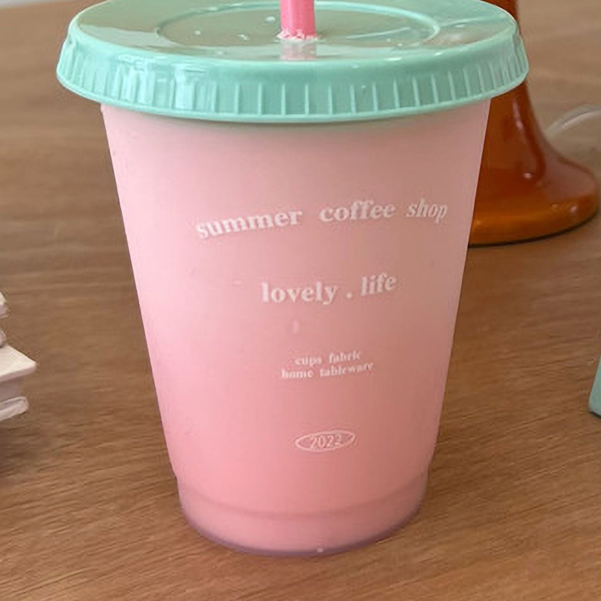 Plastic Coffee Cup Large Capacity Cute Water Cup With Straw Lid for Summer Cold Drinking Summer Coffee Shop 470ml