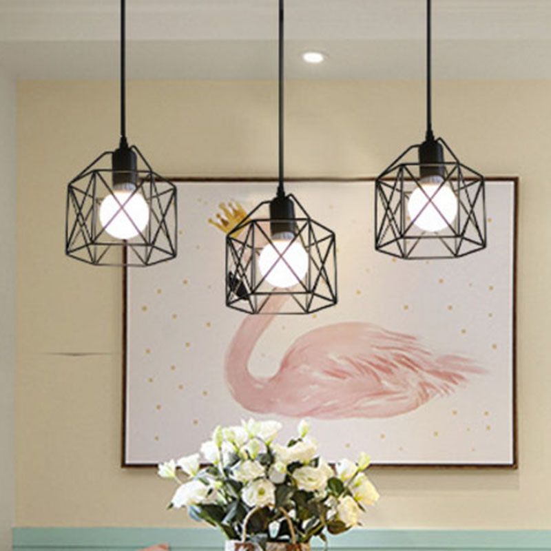 Pendant Light Modern Simple Style Industrial Robust Small Chandelier Hanging Light for Bedroom Aisle 3 Headed Straight Plate No Bulb