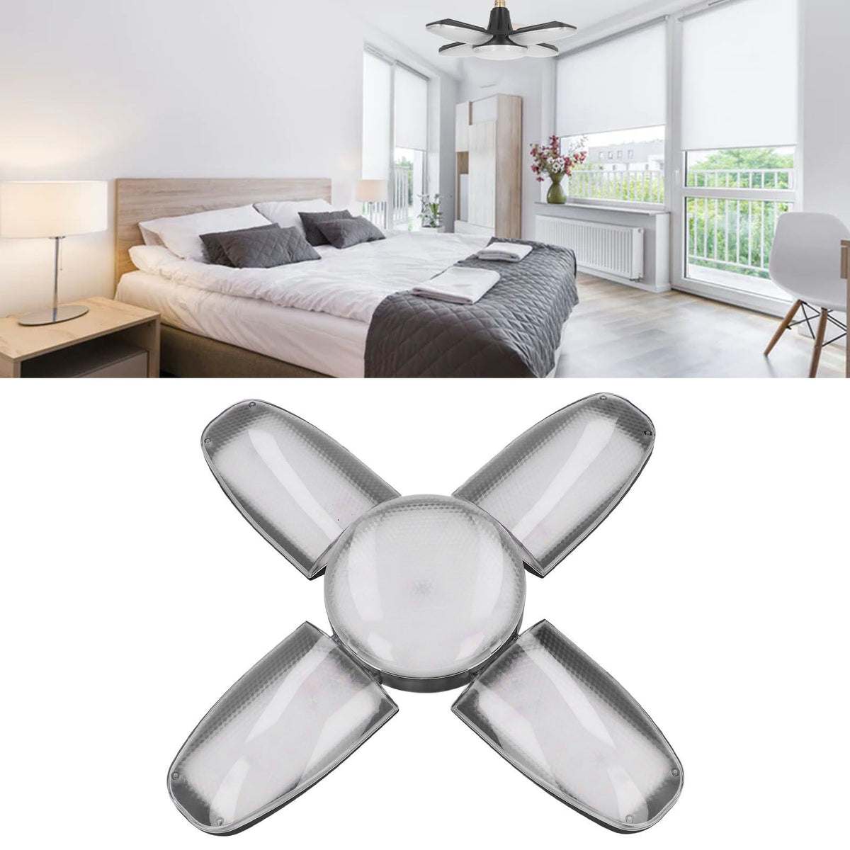 LED Garage Lights 120W 13600 LM Ultra Bright Energy Saving Deformable with 4 Adjustable Panels 85‑265V