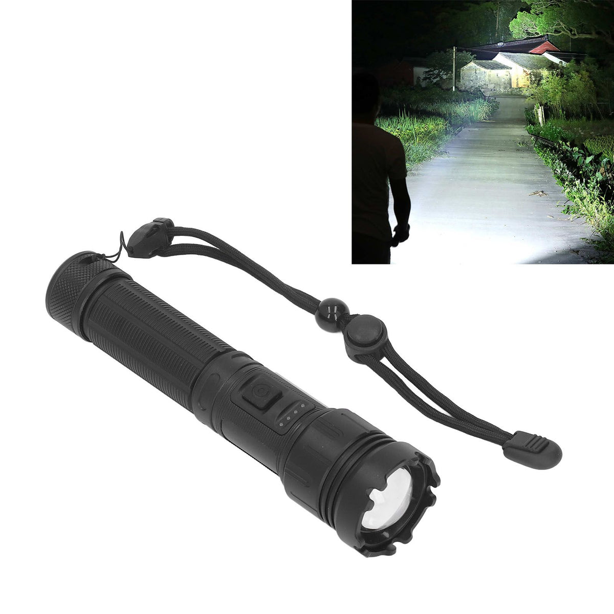 LED Flashlight 8000LM 1500m Range Super Bright Flashlight Aluminum LED Zoom Flashlight with Multiple Lighting Modes