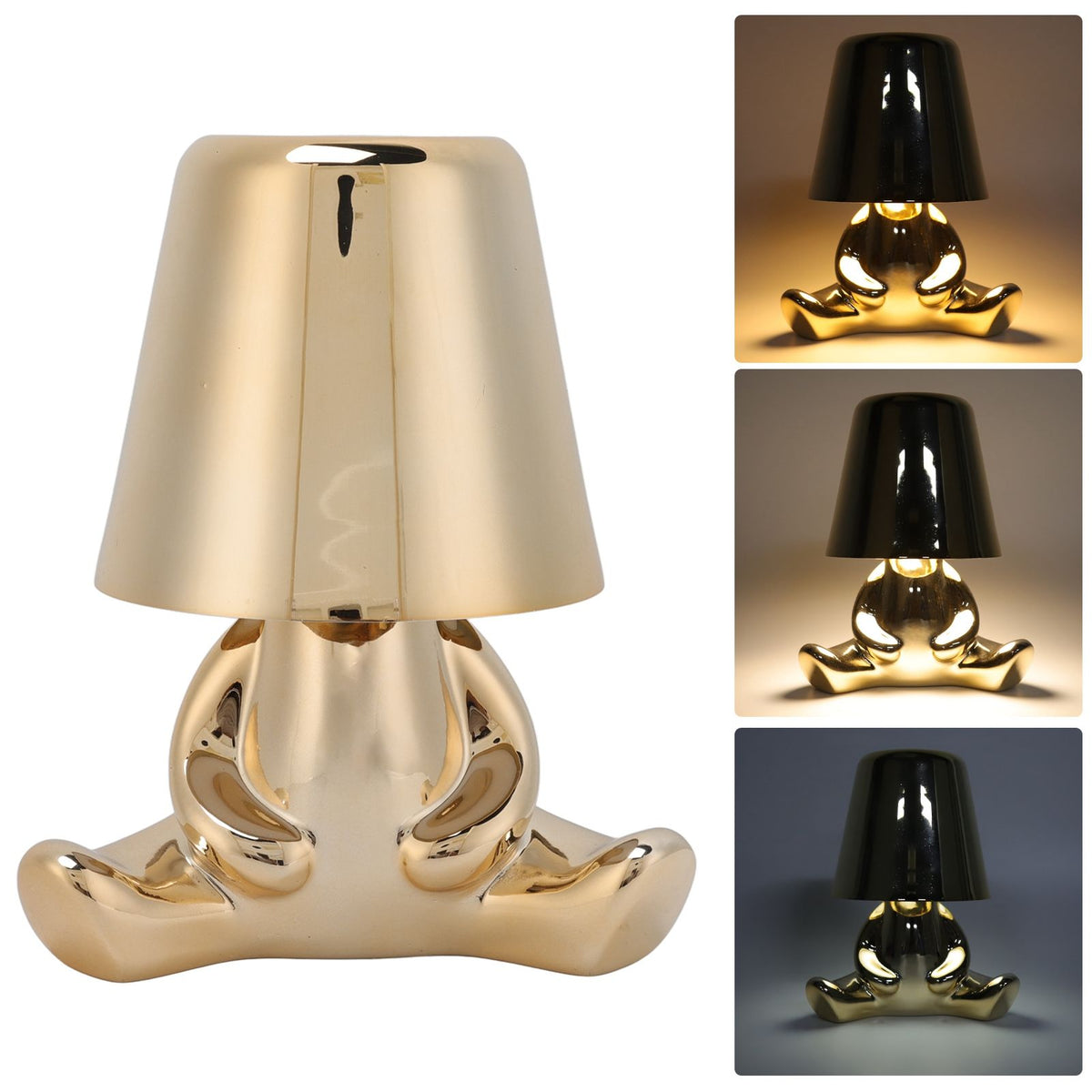 Night Lamp 3 Light Color Stepless Dimming Touch Control USB Rechargeable Bedside Light