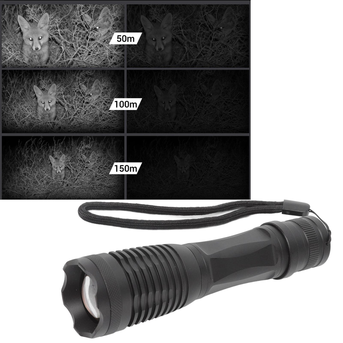IR Flashlight Aluminum Alloy 850nm Portable Night Vision Zoom Flashlight Fit for Outdoor Hunting