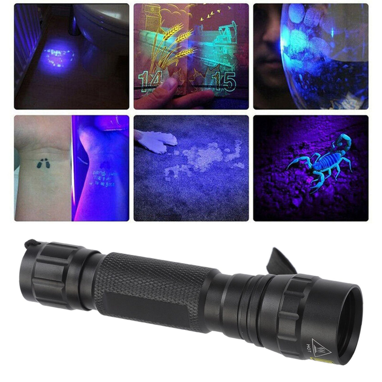 UV Flashlight Professional High Brightness 365nm UV LED Mini Flashlight for Pet Urine Detector Resin Curing