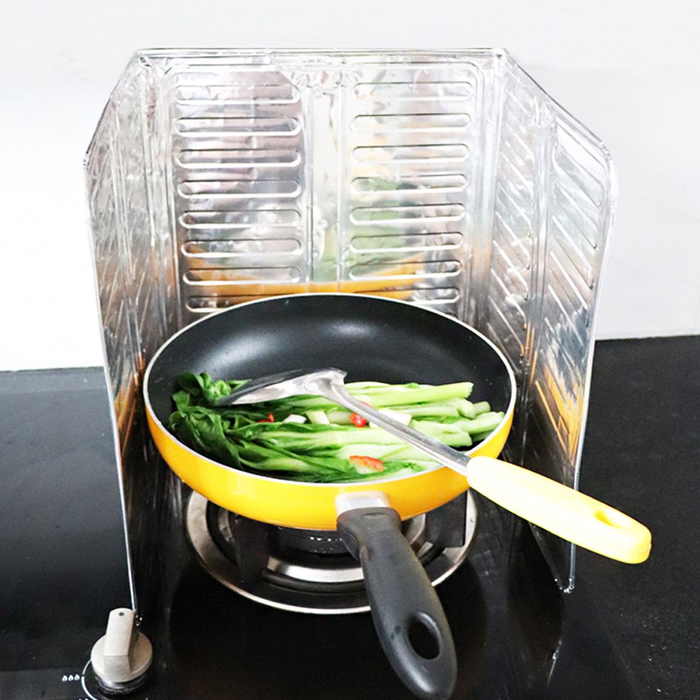 3 Sided Splatter Guard Kitchen Splatter Shield Foldable Oil Proof Plate Board Aluminum Foil Oil Guard