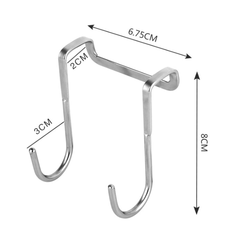 5pcs 304 Stainless Steel Cupboard Drawer Dual Hook Cabinet Hanger Towel Hooks Over Door Hooks for Clothes Hangers