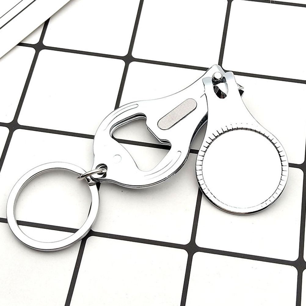 3 In 1 Multifunction Round Bottle Opener Nail Clippers Key Chain
